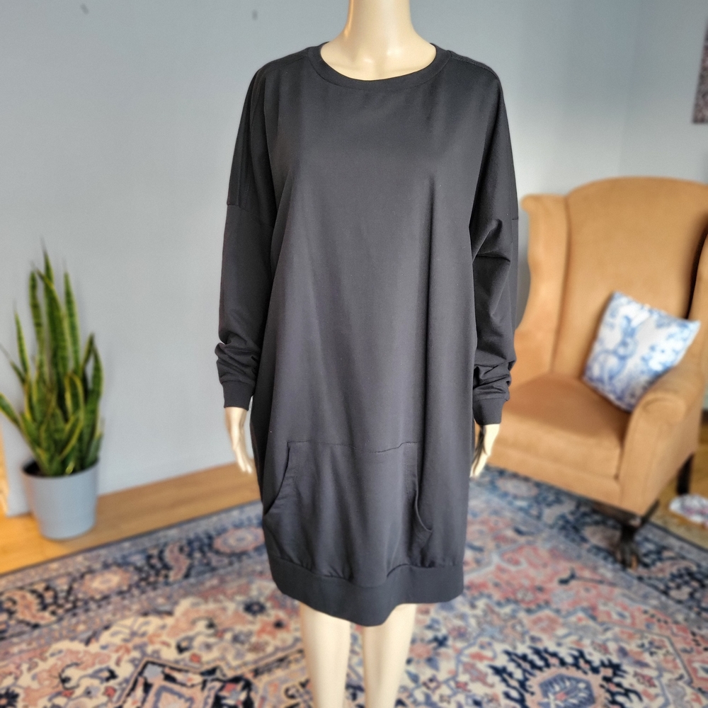 ASOS Black Long Sleeve Oversize Sweatshirt Dress, Size 10 Tall, NWT